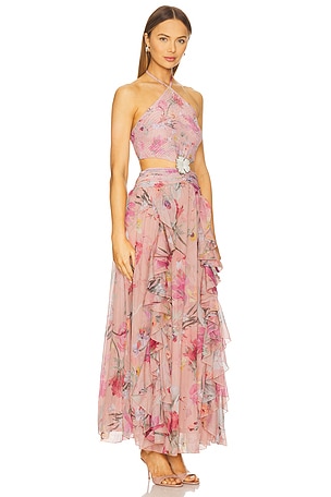 PatBO Lily Flower Maxi Dress in Pink