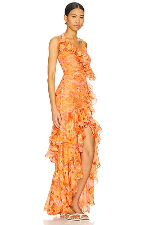PatBO Myosotis Flutter Gown in Orange