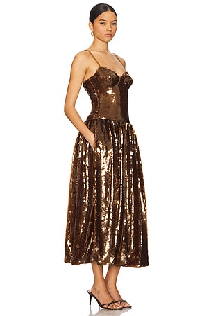 PatBO Sequin Midi Dress in Chocolate
