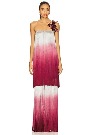 Fringe Strapless Gown PatBO