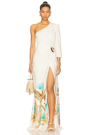 Bananeira Tropical One Shoulder Maxi Dress PatBO