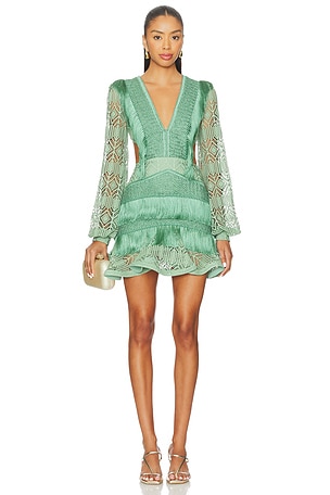 Samba Fringe Long Sleeve Mini Dress PatBO
