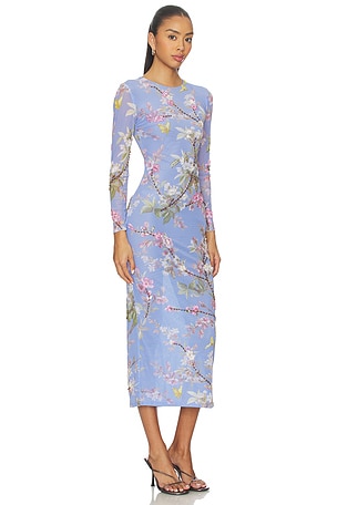 PatBO Delicata Embroidered Tulle Midi Dress in Lavender