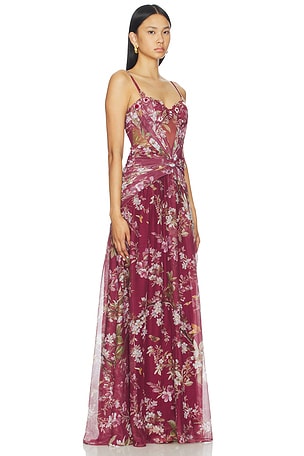 PatBO Delicata Beaded Gown in Red