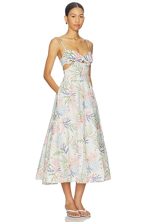 PatBO Seaweed Flutter Midi Dress in White