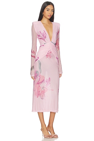 PatBO Honey Flower Tulle Midi Dress in Pink