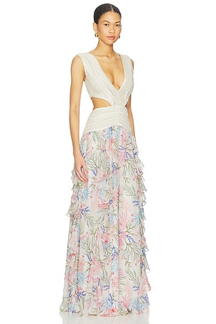 PatBO Seaweed Trim Maxi Dress in White