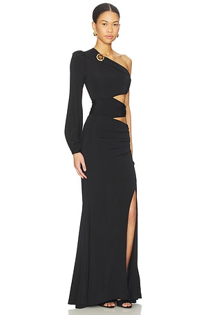 PatBO Moonlit Jersey One Sleeve Gown in Black