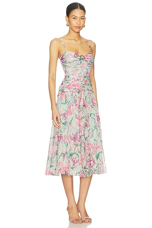 PatBO Honey Flower Midi Dress in Green