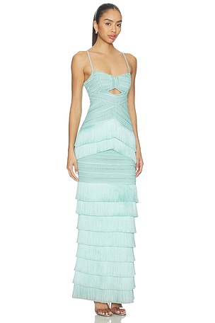 PatBO Clara Fringe Maxi Dress in Blue