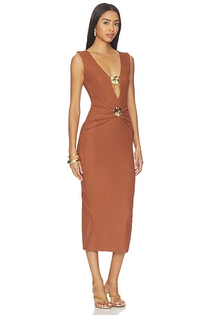 PatBO Cora Knit Midi Dress in Brown