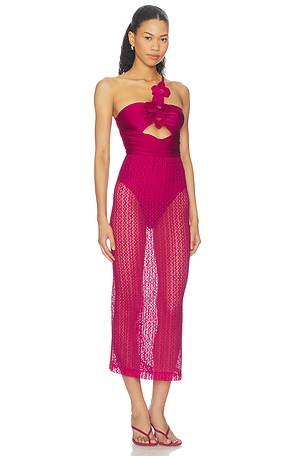 PatBO Petal Midi Dress in Burgundy