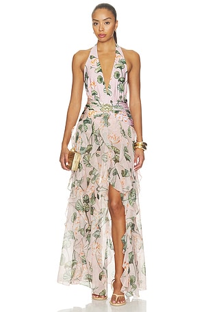 Lotus Plunge Maxi Dress PatBO