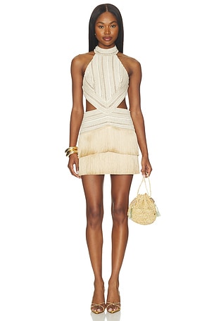 Petal Fringe Mini Dress PatBO