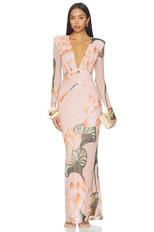 Lotus Long Sleeve Maxi Dress PatBO