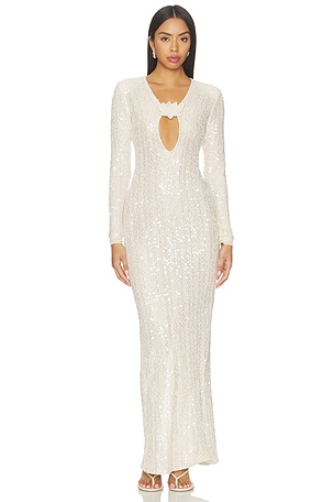 Lara Crochet Plunge Maxi Dress PatBO