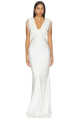 Liza Satin Embroidery Long Dress PatBO