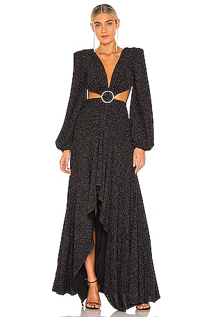 PatBO Lurex Cut Out Gown in Black | REVOLVE