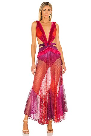 PatBO Ombre Sleeveless Netted Beach Dress in Pink Multi | REVOLVE