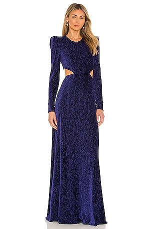 Textured Velvet Cutout Gown PatBO