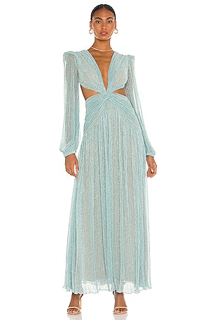 violet cut out beach dress patbo PatBo Lurex Cut-Out Sea Green Gown main image 1