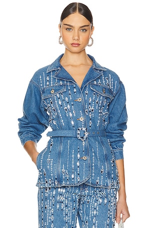 Hand-Beaded Denim Jacket PatBO