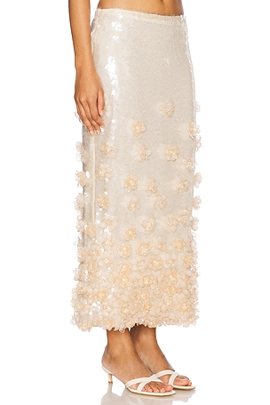 PatBO Sequin Midi Skirt in Cream