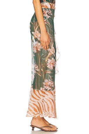 PatBO Bonatic Retro Wrap Skirt in Dark Green