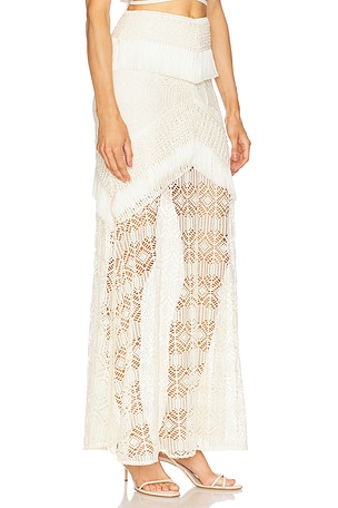PatBO Samba Fringe Long Skirt in Ivory. Size 8. Also