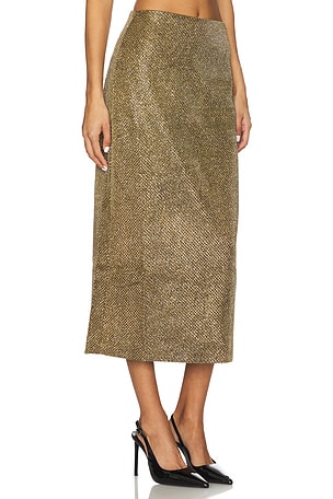 PatBO Weave Midi Skirt in Metallic Gold