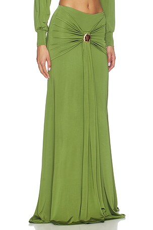PatBO Intensity Jersey Maxi Skirt in Green