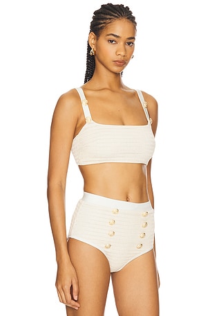 PatBO White Gold Knit Top in Ivory