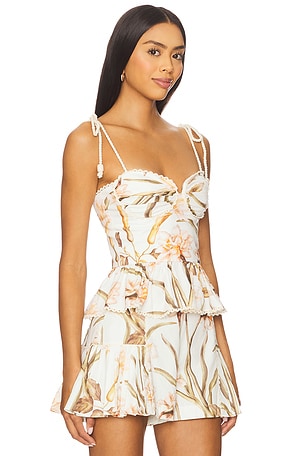 PatBO Botanic Retro Peplum Top in White
