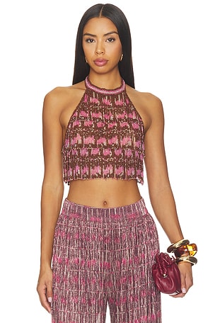Rose Mirage Beaded Halterneck Top PatBO
