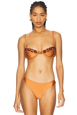 Jersey Sands Beaded Bikini Top PatBO