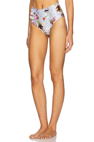 PatBO Lily Flower High Waist Bikini Bottom in Blue