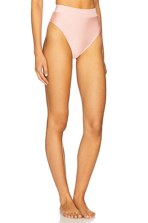 PatBO Lagoa Lycra High Waist Bikini Bottom in Pink