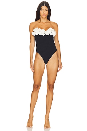 Breeze Jacquard Flower Applique One Piece PatBO