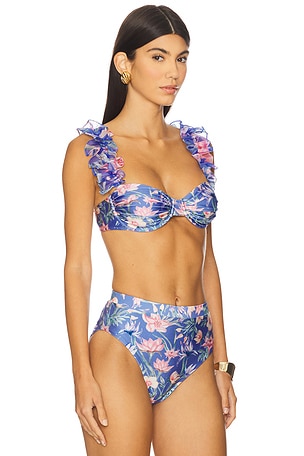 PatBO Amaryllis Flutter Bikini Top in Blue