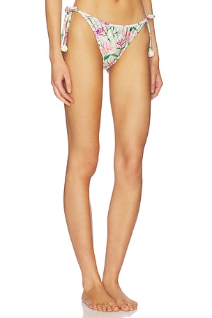 PatBO Honey Flower Lace Side Tie Bikini Bottom in Green,Purple