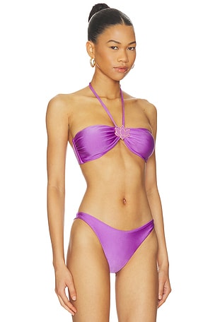 PatBO Aurora Lotus Buckle Bikini Top in Lavender