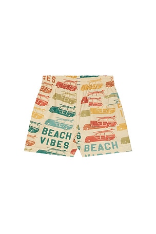 Pink Chicken Boys Swim Trunk in Tan. Size 6. Also