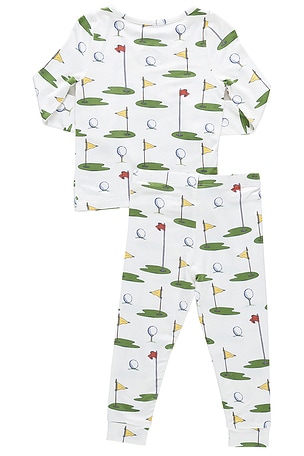 Pink Chicken Kids Bamboo Pj Set in White