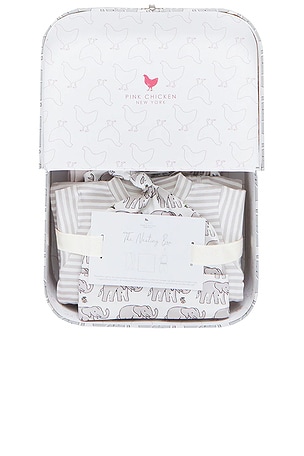 Pink Chicken Nesting Box Baby Take Home Set in White. Size NB. Also