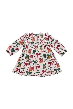 Pink Chicken Girl Jaipur Dress in Christmas Bows And Bells. Size 6. Also