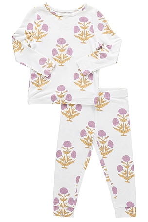 Kids Bamboo Pj Set Pink Chicken