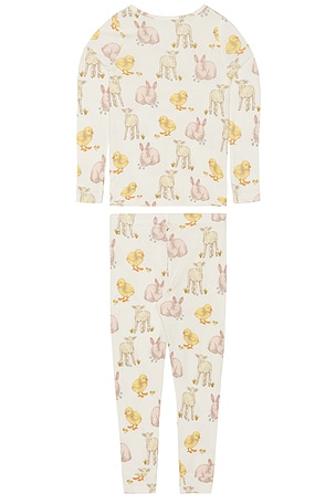 Pink Chicken Kids Bamboo Pj Set in Beige. Size 4. Also