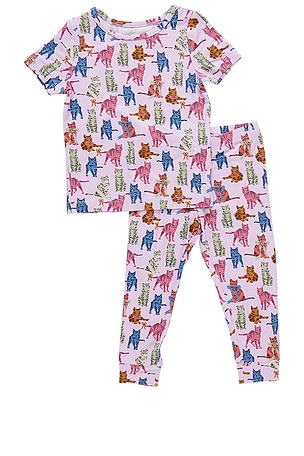 Kids Bamboo Pj Set Pink Chicken