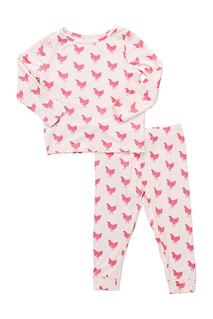 Bamboo PJ Set Pink Chicken