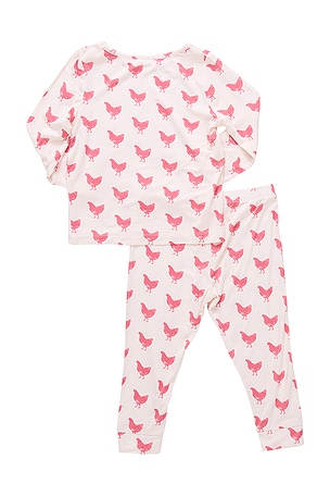 Pink Chicken Bamboo PJ Set in White. Size 6. Also